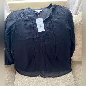 NWT Maternity Sheer Black Top Size Medium